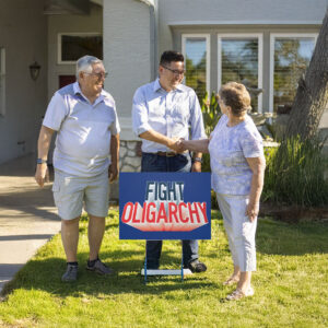 Bernie Sanders AOC Hands Off, Fight Oligarchy Yard Sign