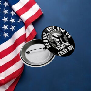 Bernie and AOC Button, Fighting Oligarchy Pin