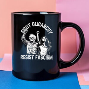 Bernie and AOC Political Protest, Resist, The Fight Oligarchy Tour 2025 Mug