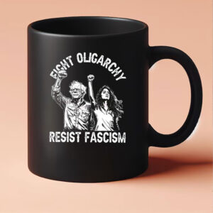 Bernie and AOC Political Protest, Resist, The Fight Oligarchy Tour 2025 Mug
