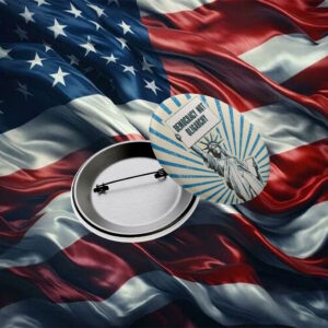 Democracy Not Oligarchy Burst Pin Button